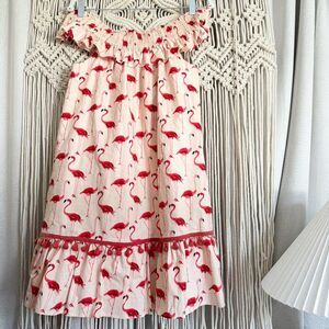 Jade Melody Tam Off-the-Shoulder Flamingo Print Dress Size M NWOT